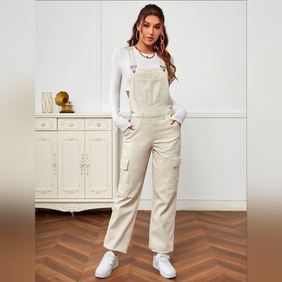 SHEIN EZwear Flap Pocket Denim Overalls Without Top Size S US 4 - Picture 6 of 14